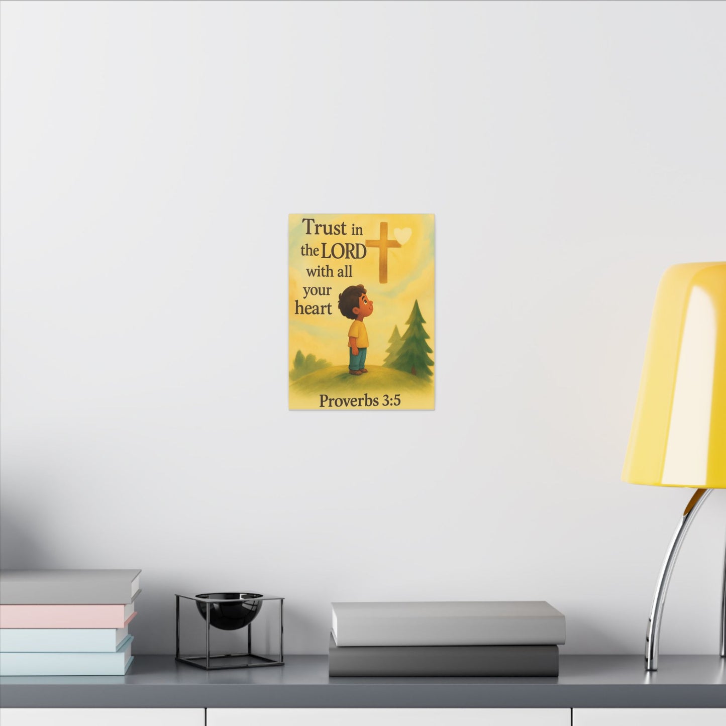 Proverbs 3:5 Children's Faith Wall Art Canvas  "Trust in the LORD with all your heart"