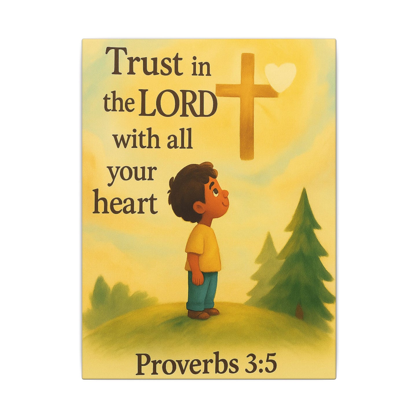 Proverbs 3:5 Children's Faith Wall Art Canvas  "Trust in the LORD with all your heart"