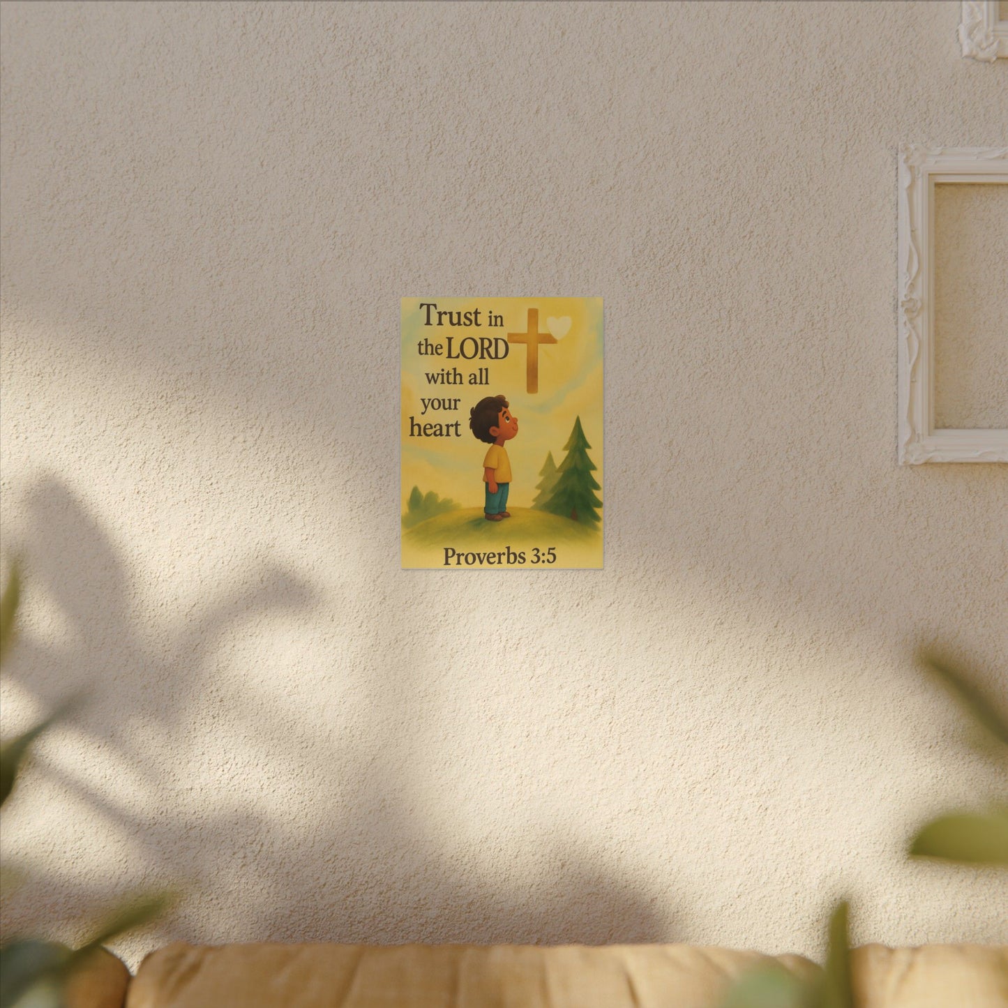 Proverbs 3:5 Children's Faith Wall Art Canvas  "Trust in the LORD with all your heart"