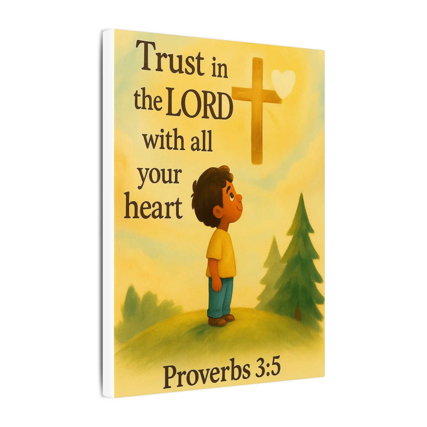 Proverbs 3:5 Children's Faith Wall Art Canvas  "Trust in the LORD with all your heart"